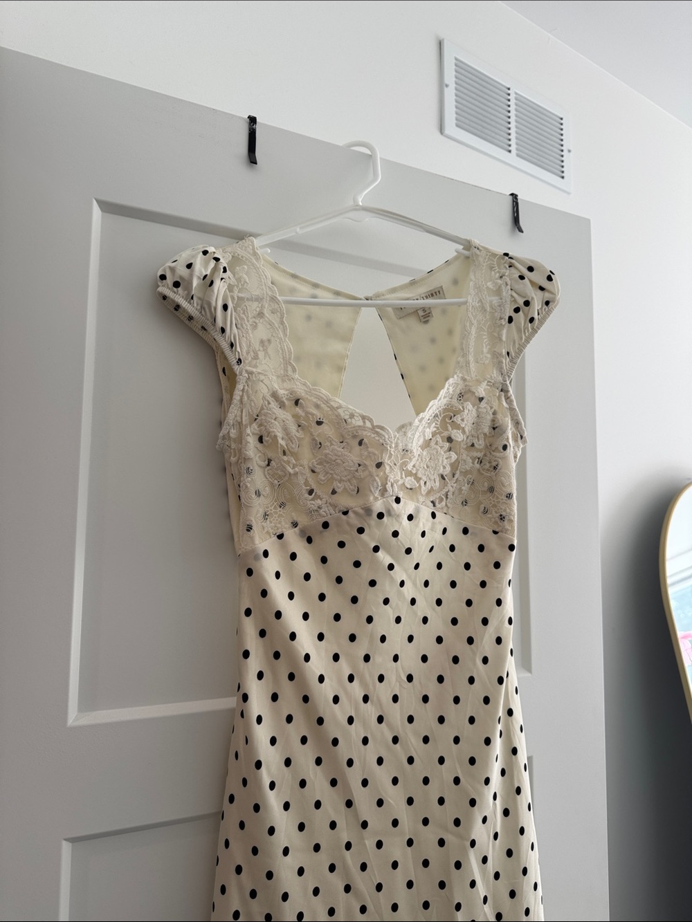 Cream Polka Dot Lace Slip Dress